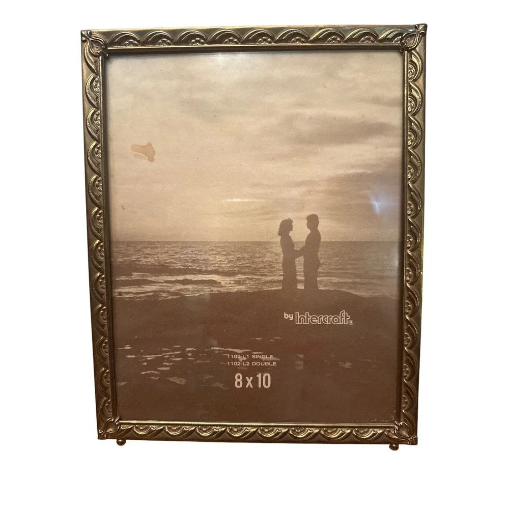 Intercraft Picture Frame 8x10 Gold Toned Ornate Scalloped Embossed Vintage